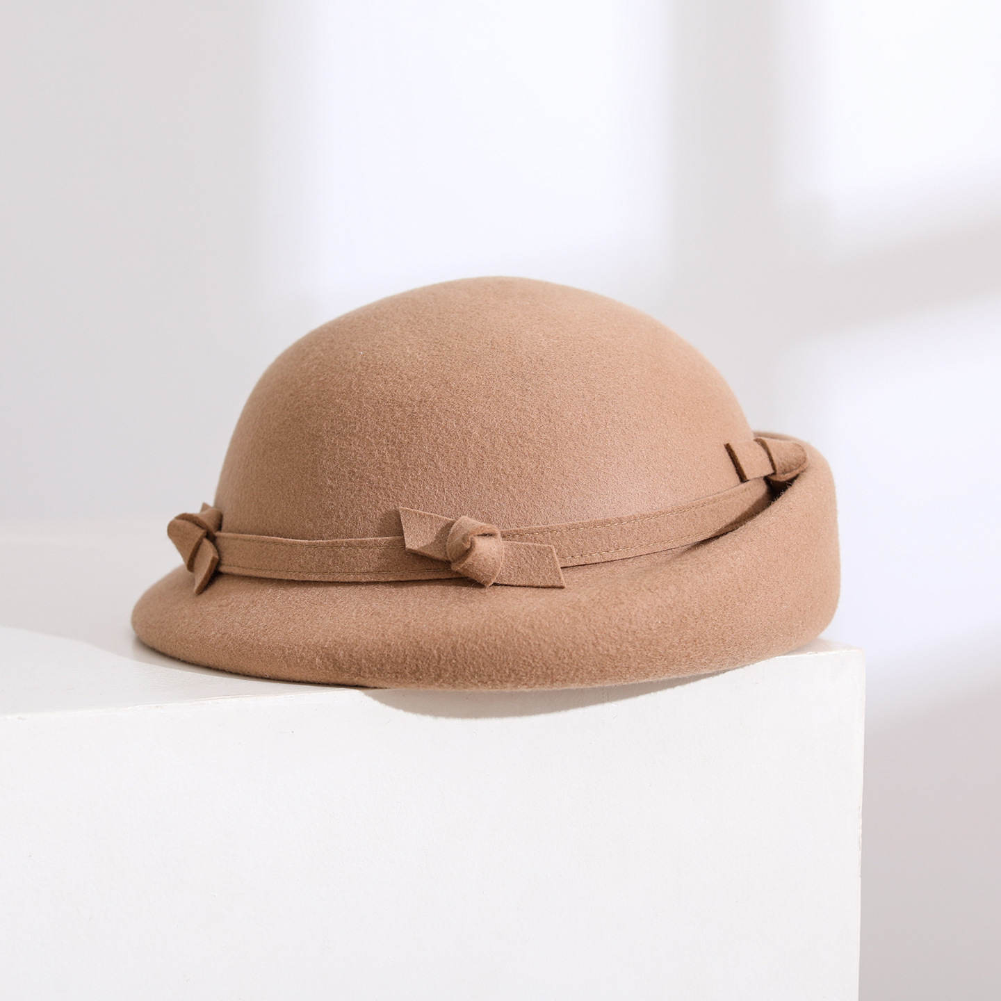 Beret French Wool - Elegant Vintage Side Bow 100% Wool