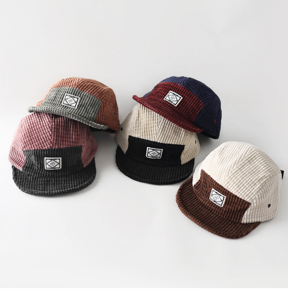 Corduroy Cap 5 Panel - Autumn Winter New 5-Panel Color Block
