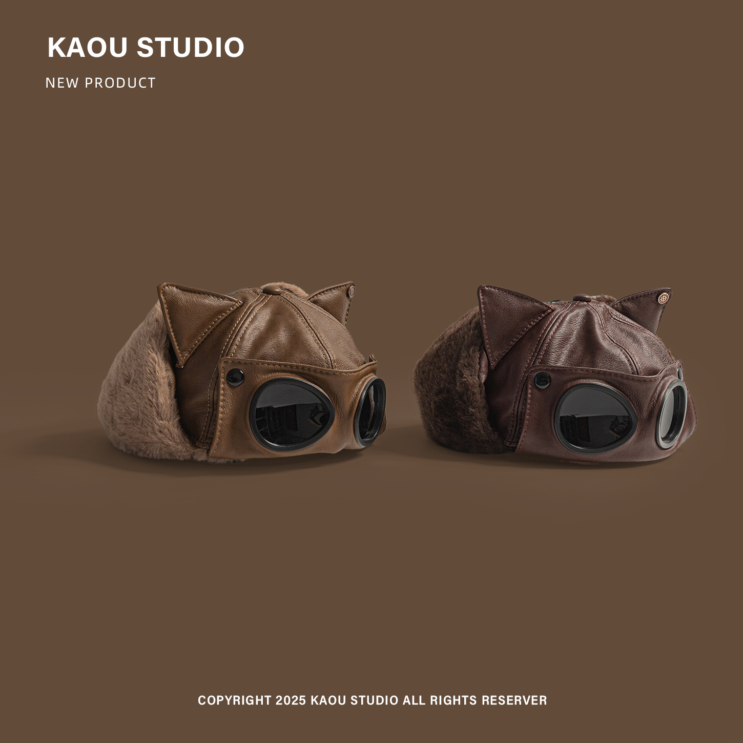 PU Leather Cat Ear Sunglasses  - Winter Trapper Hat 评论和价格