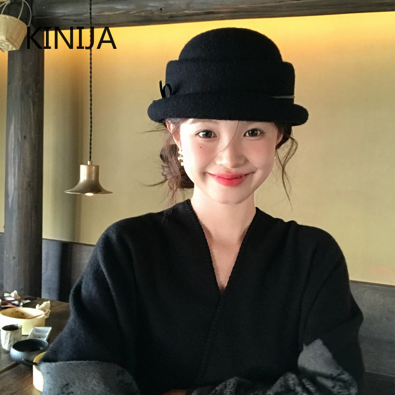 Hepburn Style Wool Top Hat Ber - Beret French Wool 评论和价格