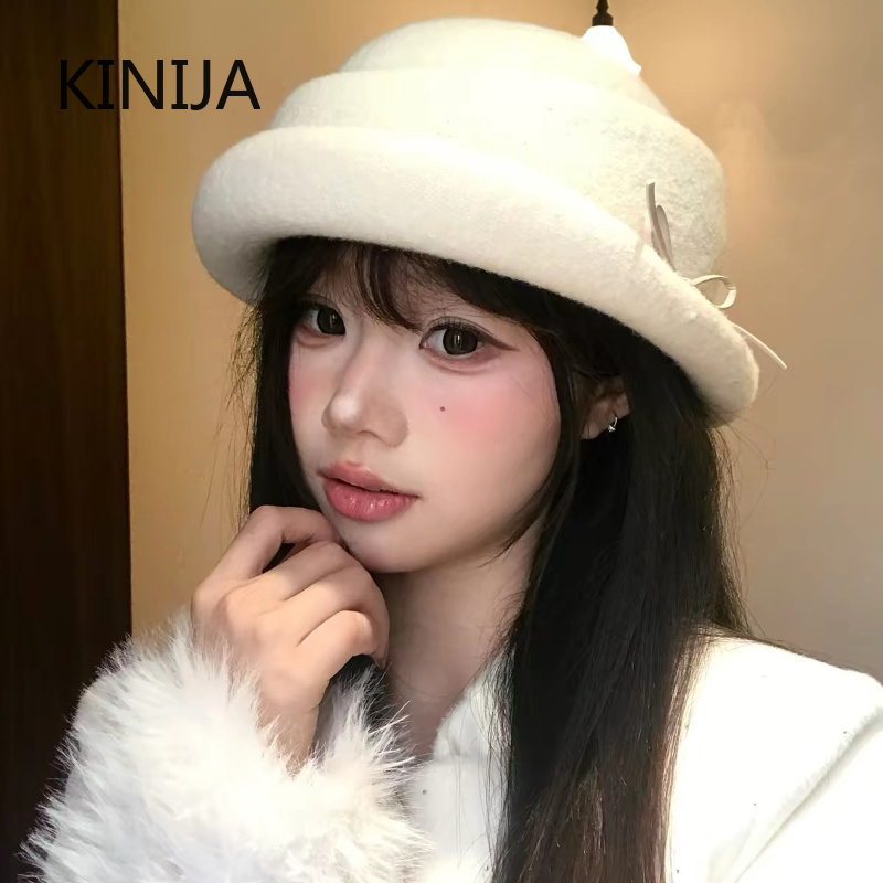 Hepburn Style Wool Top Hat Ber - Beret French Wool 评论和价格